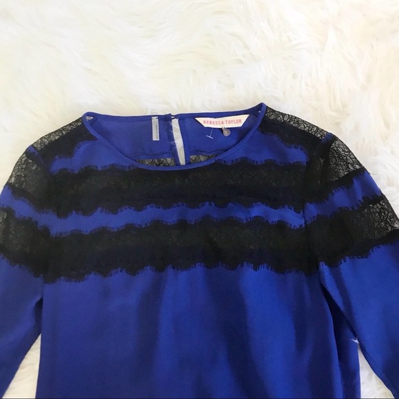 Rebecca Taylor 100% Silk Lace Blue Flutter Dress Size 2 - Picture 12 of 12